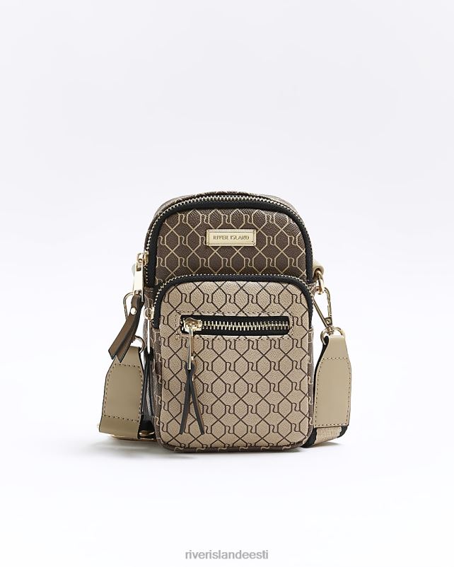 tarvikud pruun naised River Island ri monogramm telefonihoidja kott 44TLL392