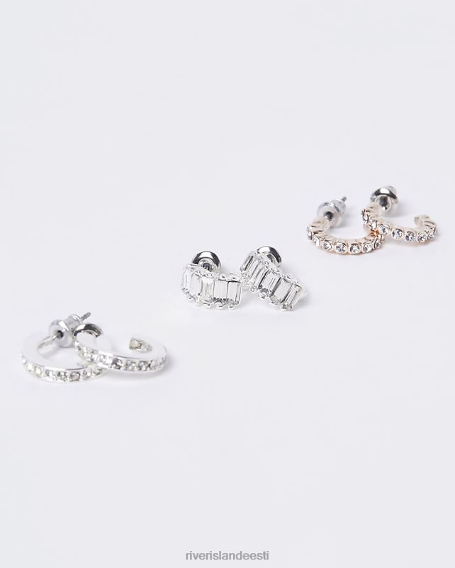 tarvikud hõbedane naised River Island Diamante naast- ja rõngaskõrvarõngad 44TLL3993