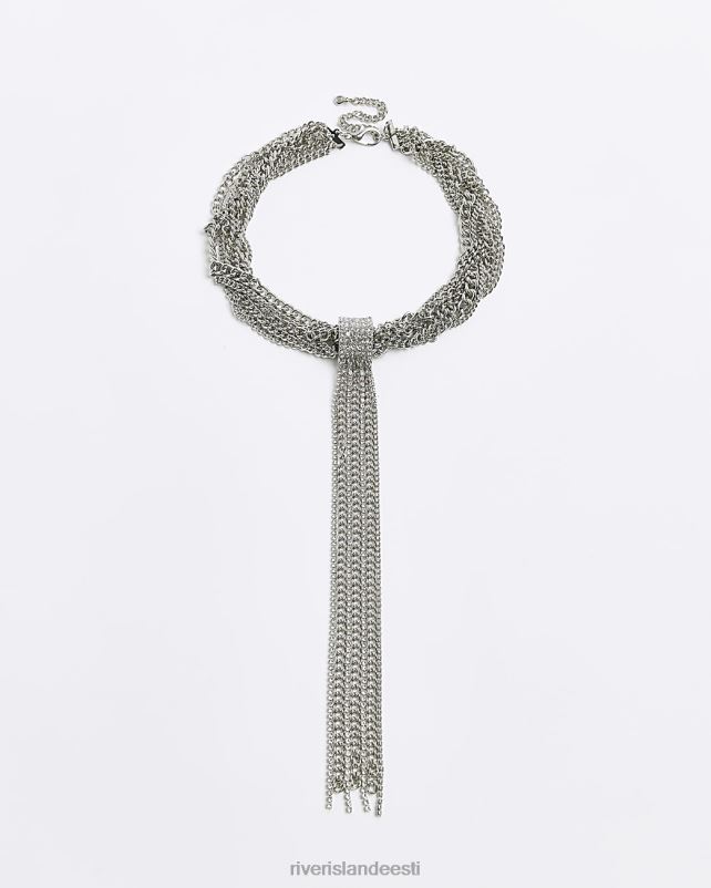 tarvikud hõbedane naised River Island diamante drape kaelakee 44TLL4533