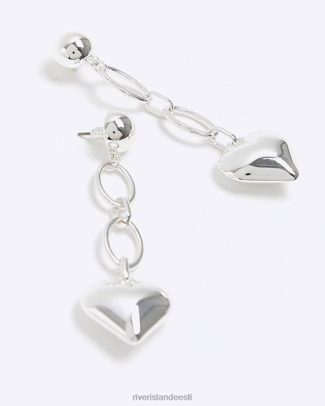 tarvikud hõbedane naised River Island keti südamega kõrvarõngad 44TLL4106