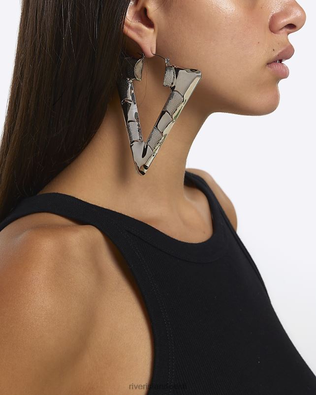 tarvikud hõbedane naised River Island kolmnurksed kõrvarõngad 44TLL4270