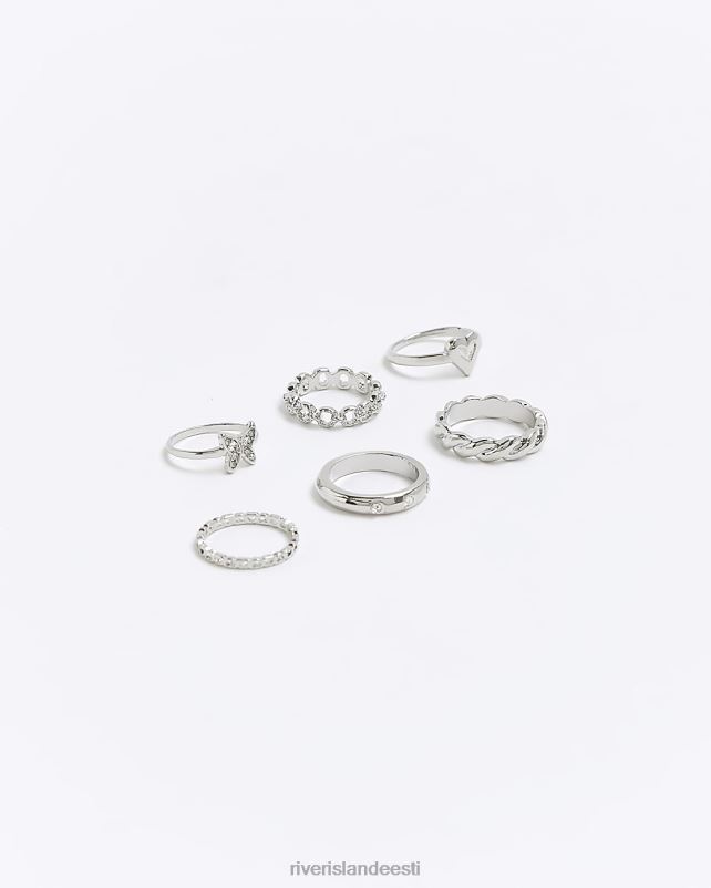 tarvikud hõbedane naised River Island liblikasõrmuse multipakk 44TLL4277