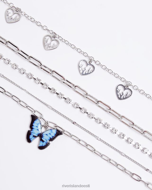 tarvikud hõbedane naised River Island mitmerealine võlukaelakee 44TLL4892