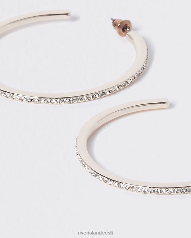 tarvikud hõbedane naised River Island teemantrõngaga kõrvarõngad 44TLL4002