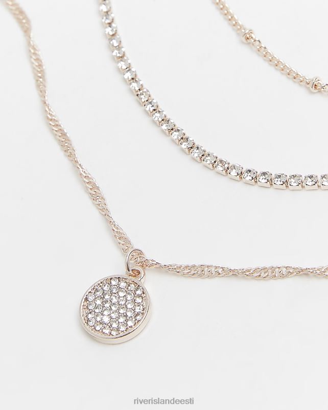 tarvikud kullast naised River Island Diamante mitmerealine kaelakee 44TLL5056
