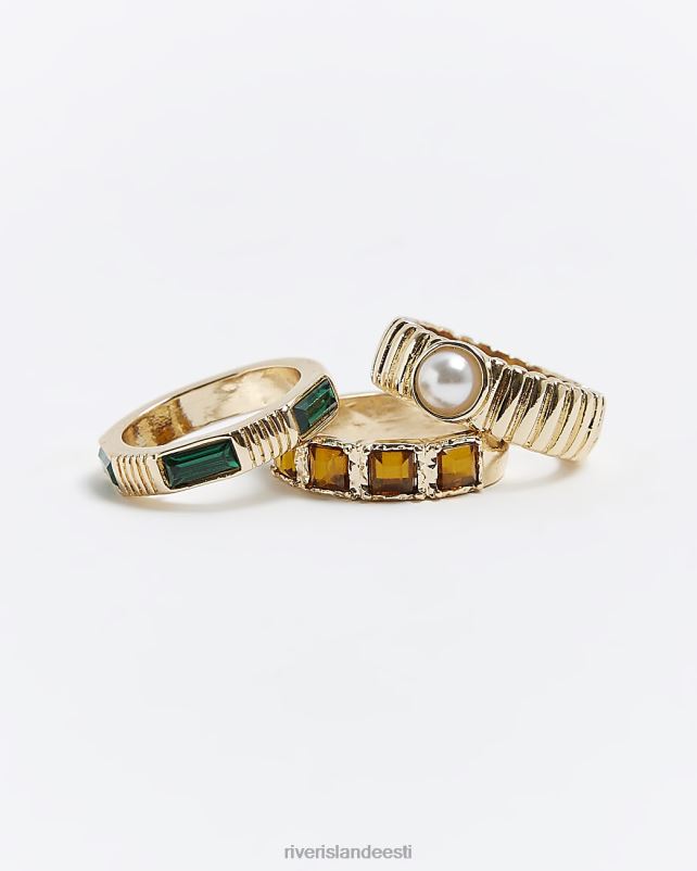 tarvikud kullast naised River Island kivist sõrmuse multipakk 44TLL4278