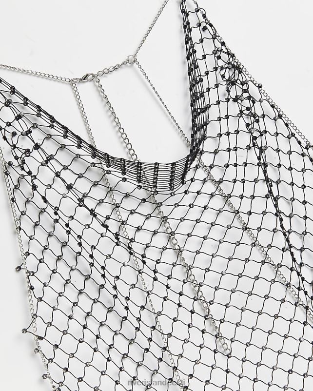 tarvikud must naised River Island rhinestone võrgukere 44TLL3998