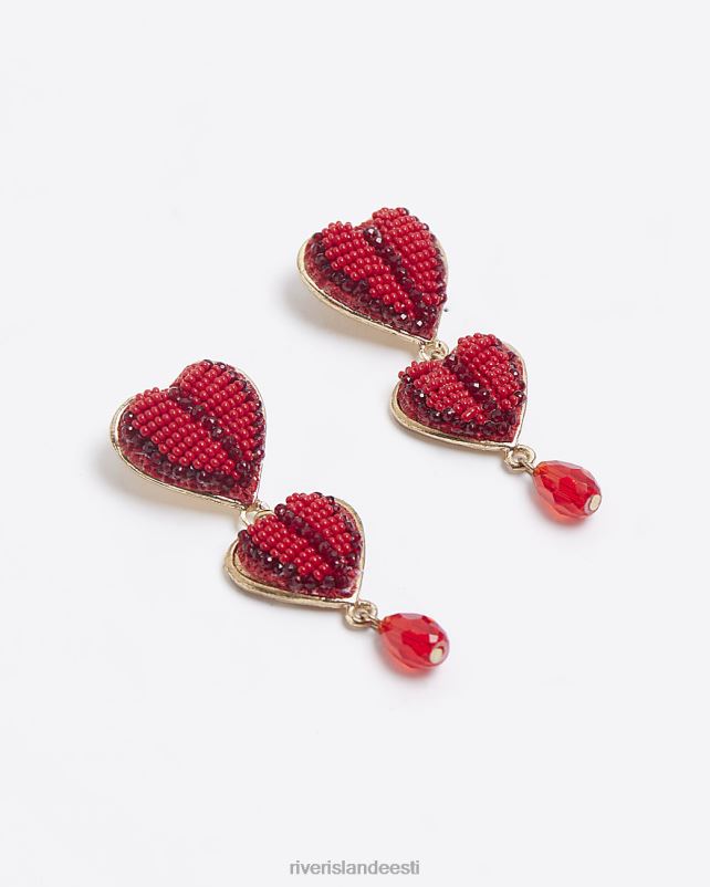 tarvikud punane naised River Island helmestega südamest kõrvarõngad 44TLL4142
