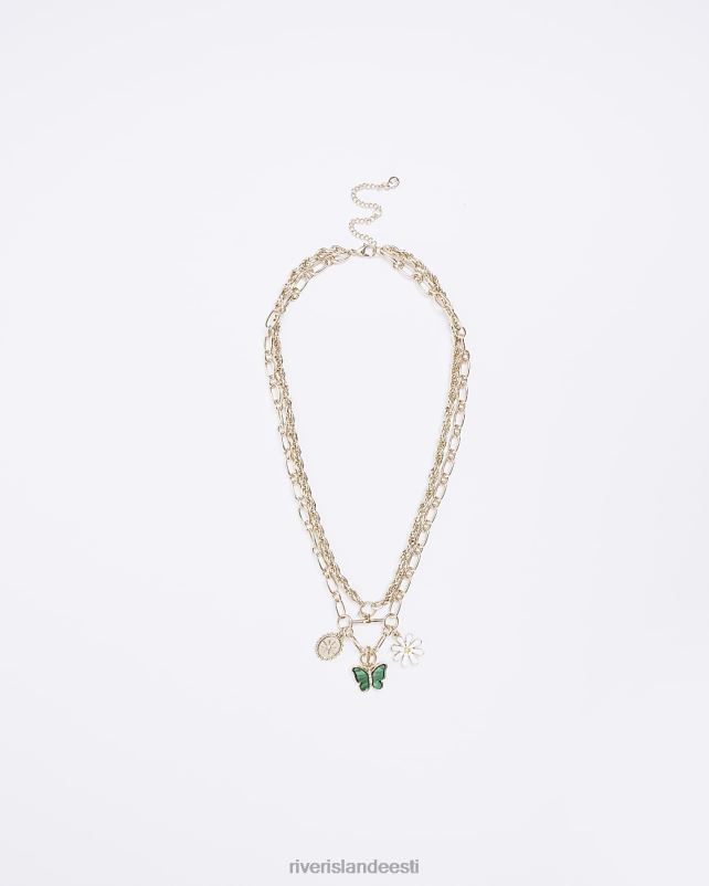 tarvikud roheline naised River Island liblikas karikakra kett kaelakee 44TLL4874