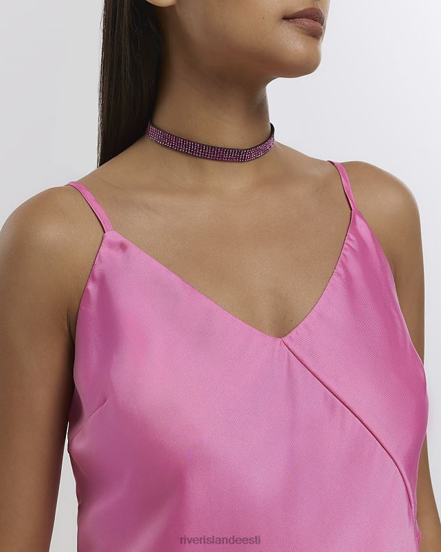 tarvikud roosa naised River Island diamante choker kaelakee 44TLL4526