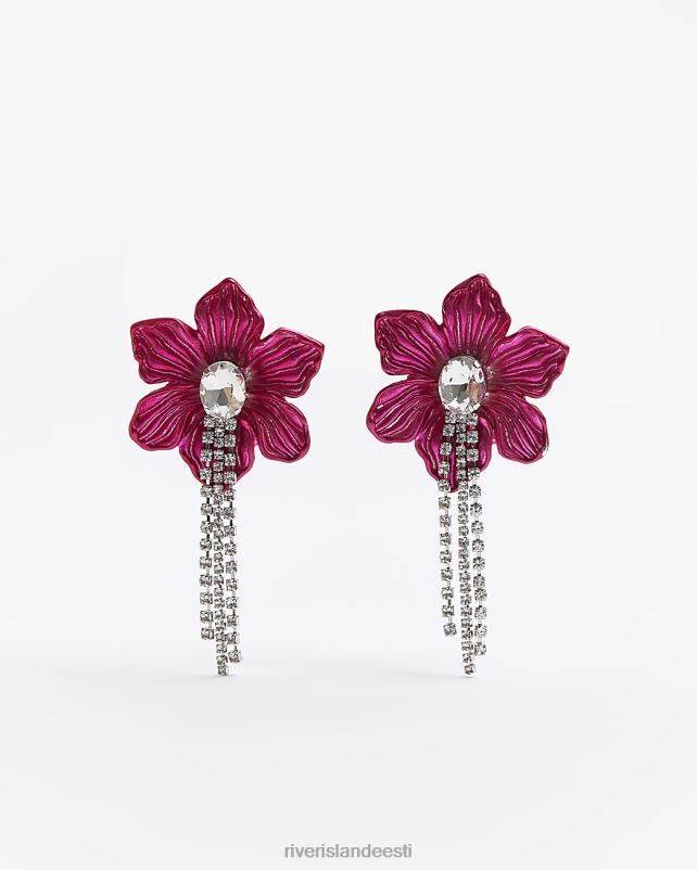 tarvikud roosa naised River Island lillelised teemantkõrvarõngad 44TLL1348