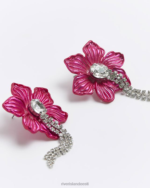 tarvikud roosa naised River Island lillelised teemantkõrvarõngad 44TLL1348