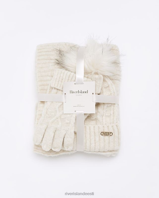 tarvikud beež naised River Island kaabliga kootud mütsi kinkekomplekt 44TLL586
