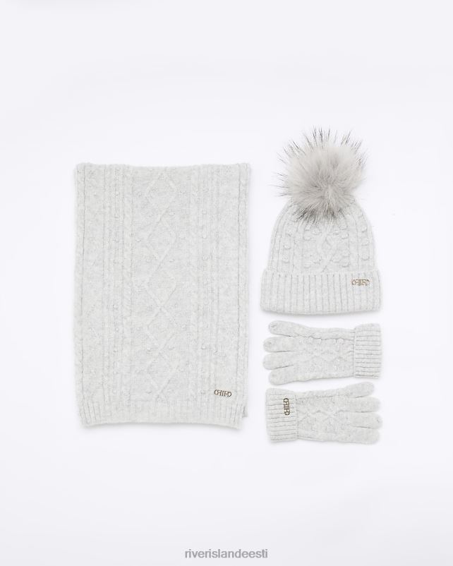 tarvikud hall naised River Island kaabliga kootud mütsi kinkekomplekt 44TLL587