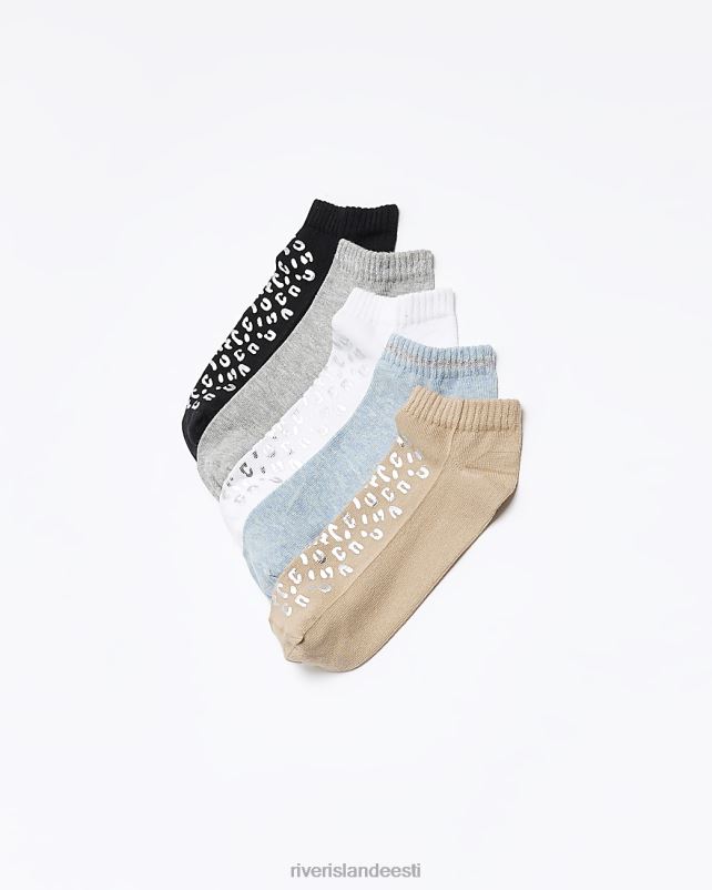 tarvikud beež naised River Island loomaprindiga treeneri sokid multipakend 44TLL795