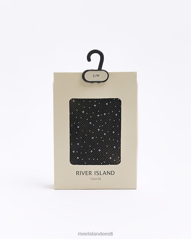 tarvikud must naised River Island diamante võrksukkpüksid 44TLL876