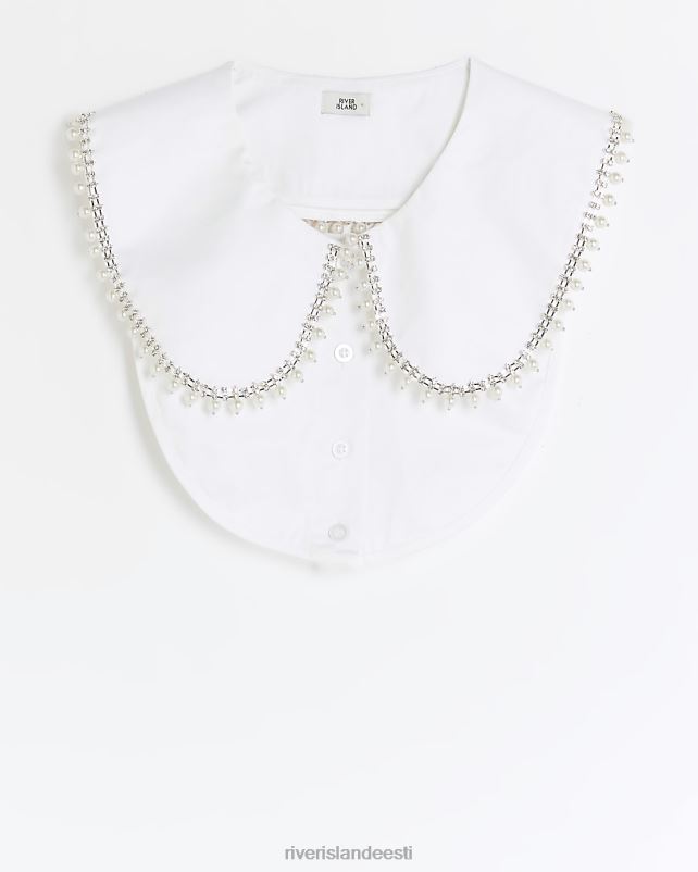 tarvikud valge naised River Island pärlitega kaunistatud rinnahoidja krae 44TLL4055