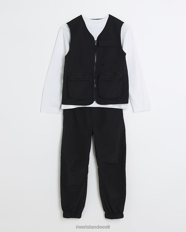 kehakate must poisid River Island b nailon gilet cargo pükste komplekt 44TLL6776