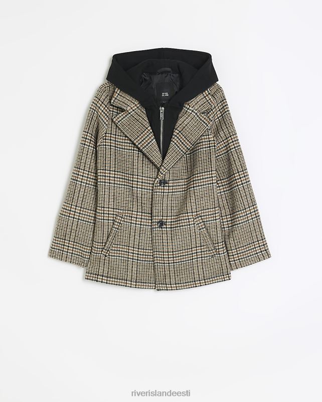 kehakate beež poisid River Island b check kapuutsiga hübriidmantel 44TLL6876