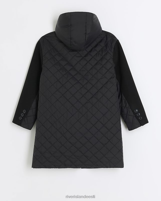 kehakate must poisid River Island b hübriid kapuutsiga villane mantel 44TLL6839