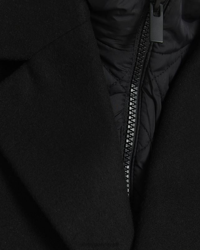 kehakate must poisid River Island b hübriid kapuutsiga villane mantel 44TLL6839