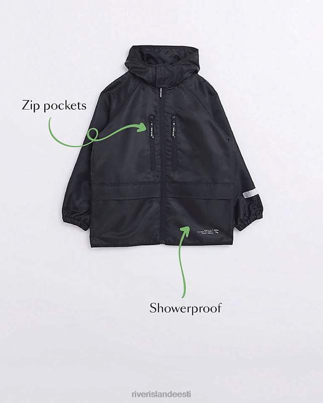 kehakate must poisid River Island b kapuutsiga wind cheater vihmamantel 44TLL6906