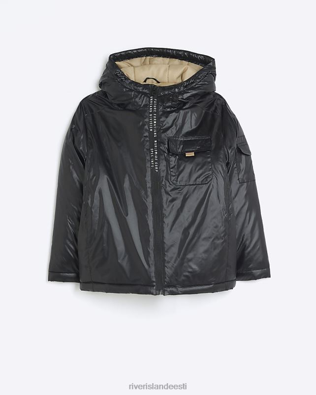 kehakate must poisid River Island b polsterdatud kapuutsiga jope 44TLL6882