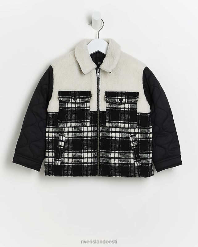 kehakate must poisid River Island mini check borg tepitud shacket 44TLL3571