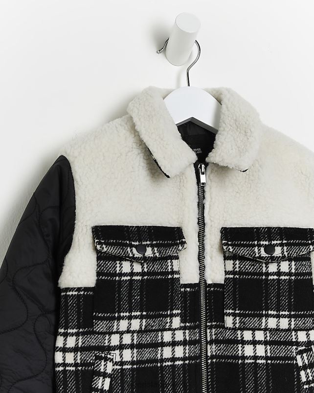 kehakate must poisid River Island mini check borg tepitud shacket 44TLL3571
