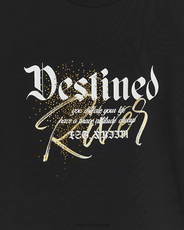 kehakate must poisid River Island b graafilise kaunistusega T-särk 44TLL3634