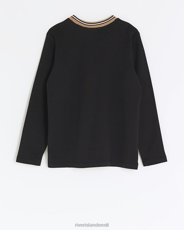 kehakate must poisid River Island b ri pikkade varrukatega T-särk 44TLL3620