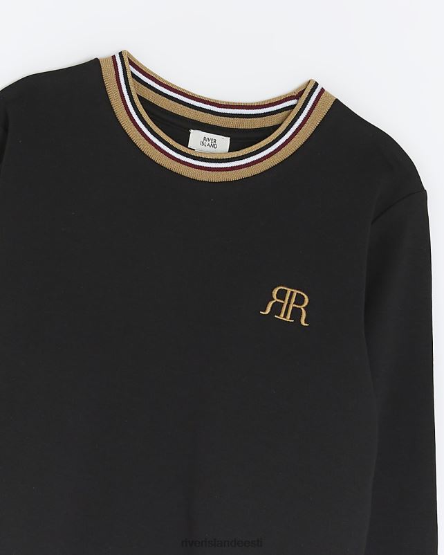 kehakate must poisid River Island b ri pikkade varrukatega T-särk 44TLL3620