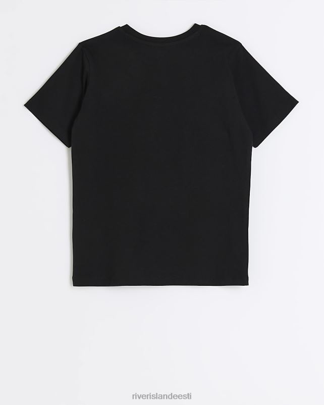 kehakate must poisid River Island b tikitud T-särk 44TLL6830