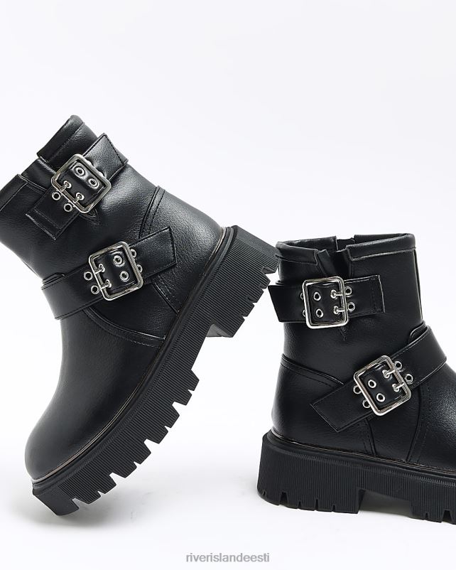 jalatsid must tüdrukud River Island g pandlaga paksud saapad 44TLL6163