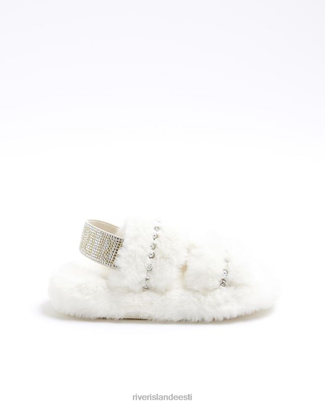 jalatsid kreem tüdrukud River Island g kunstkarusnahast diamante sussid 44TLL6009