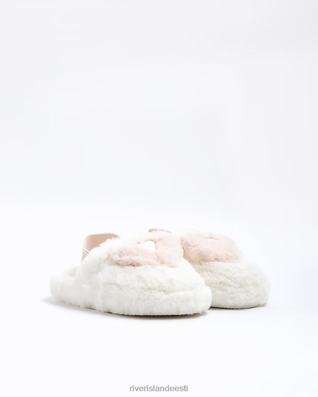 jalatsid kreem tüdrukud River Island g kunstkarusnahast südamemuula sussid 44TLL6026