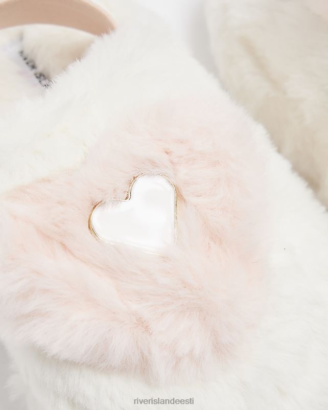 jalatsid kreem tüdrukud River Island g kunstkarusnahast südamemuula sussid 44TLL6026