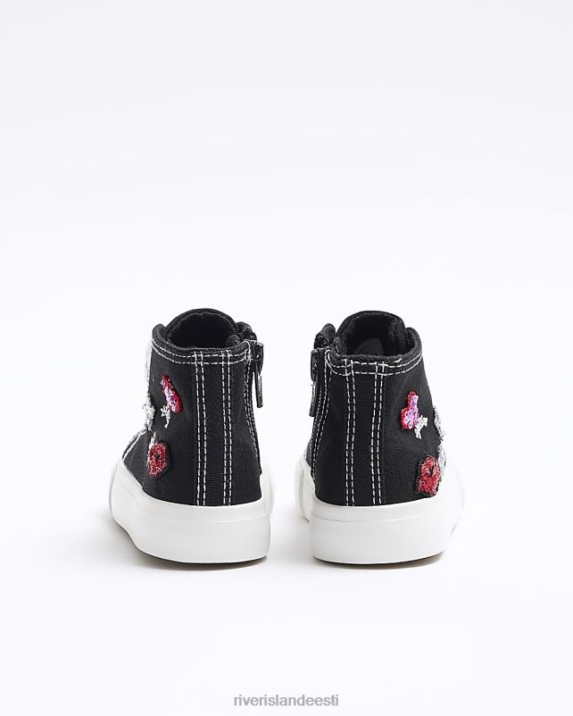 jalatsid must tüdrukud River Island mg canvas kõrged trenažöörid 44TLL6600