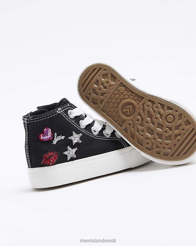 jalatsid must tüdrukud River Island mg canvas kõrged trenažöörid 44TLL6600