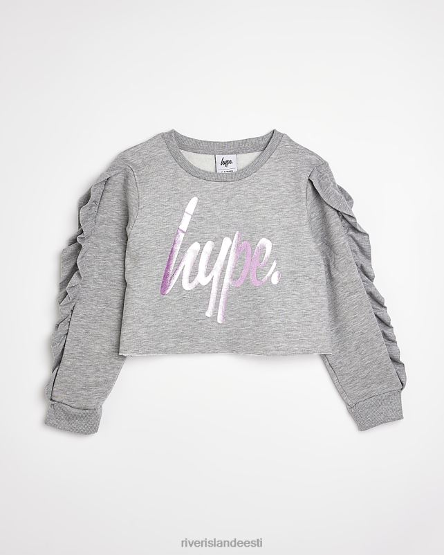 kehakate hall tüdrukud River Island g hype volangidega varrukatega dressipluus 44TLL6515