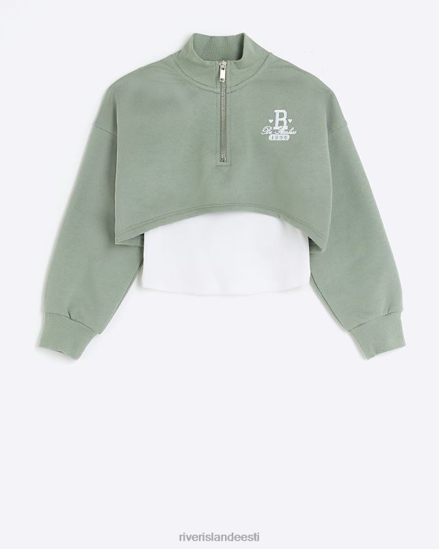 kehakate khaki tüdrukud River Island g lehterkaelus 2 in 1 dressipluus 44TLL3187