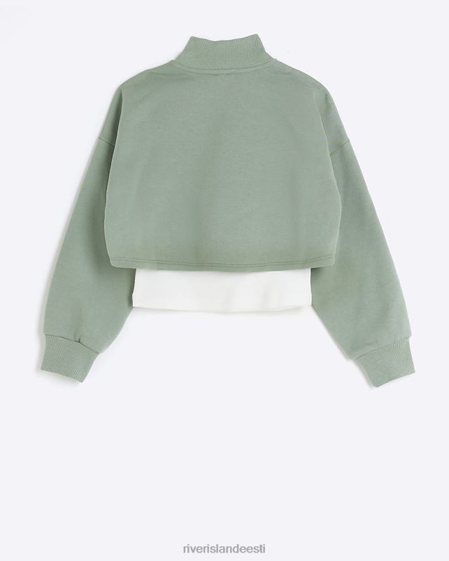 kehakate khaki tüdrukud River Island g lehterkaelus 2 in 1 dressipluus 44TLL3187