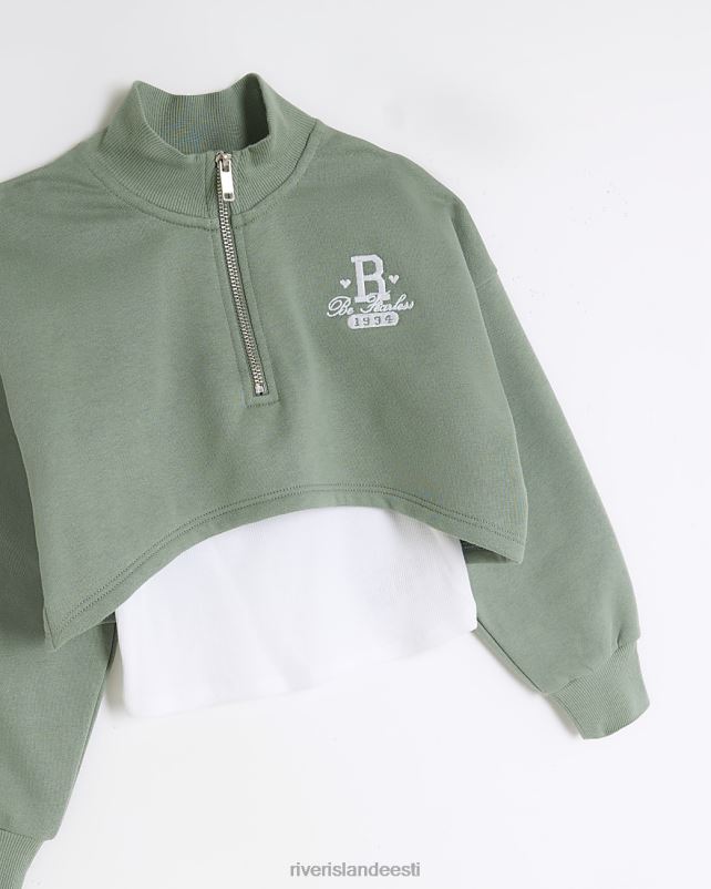 kehakate khaki tüdrukud River Island g lehterkaelus 2 in 1 dressipluus 44TLL3187