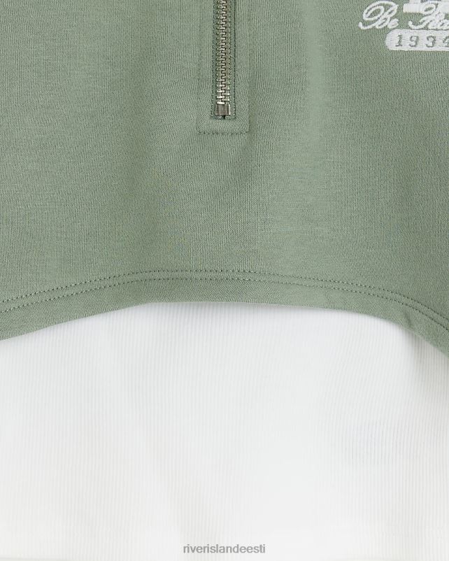 kehakate khaki tüdrukud River Island g lehterkaelus 2 in 1 dressipluus 44TLL3187