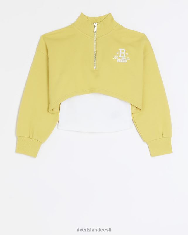 kehakate kollane tüdrukud River Island g lehterkaelus 2 in 1 dressipluus 44TLL3186