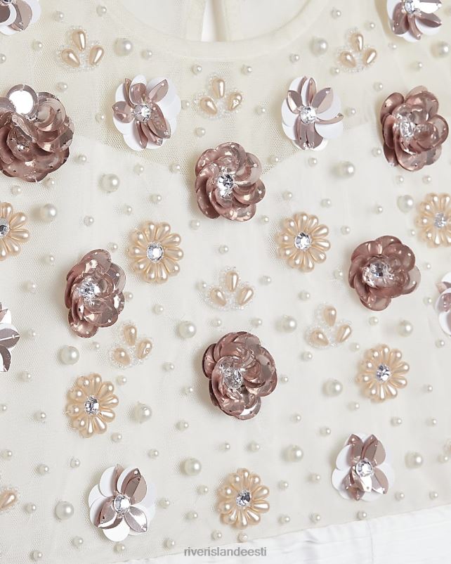 kehakate kreem tüdrukud River Island g lillelise kaunistusega tüllkleit 44TLL6377