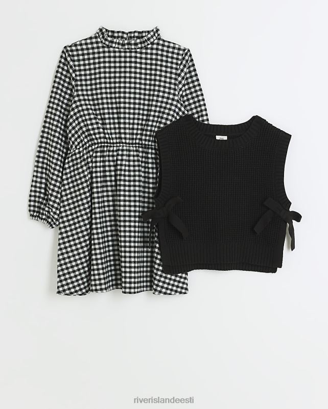 kehakate must tüdrukud River Island g hõlmikpuu hübriidkootud kleidikomplekt 44TLL6050