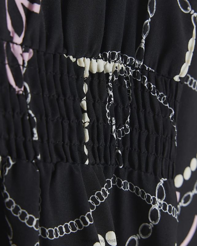 kehakate must tüdrukud River Island g ketiga mustriga särkkleit 44TLL6027