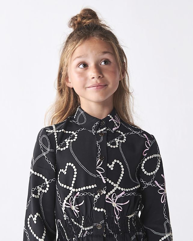 kehakate must tüdrukud River Island g ketiga mustriga särkkleit 44TLL6027