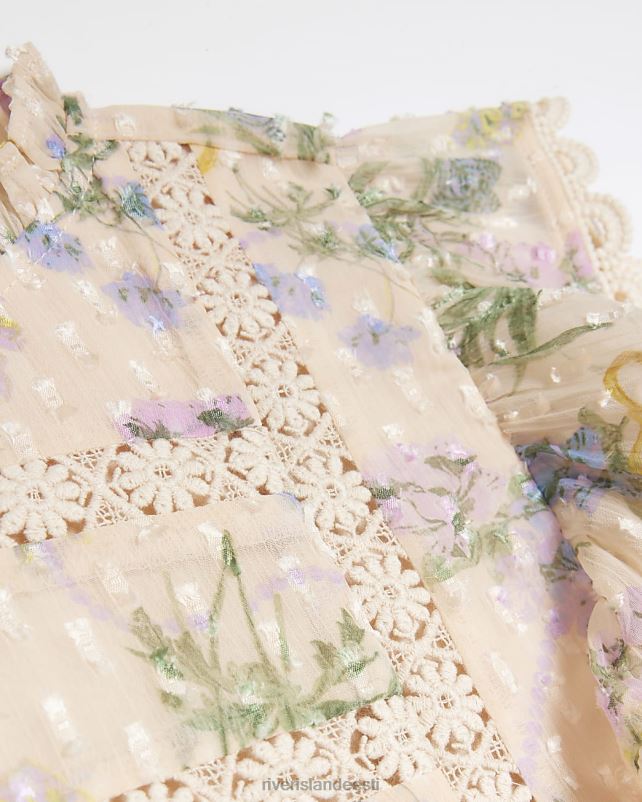 kehakate roosa tüdrukud River Island g šifoonist lilleline kleit 44TLL3387